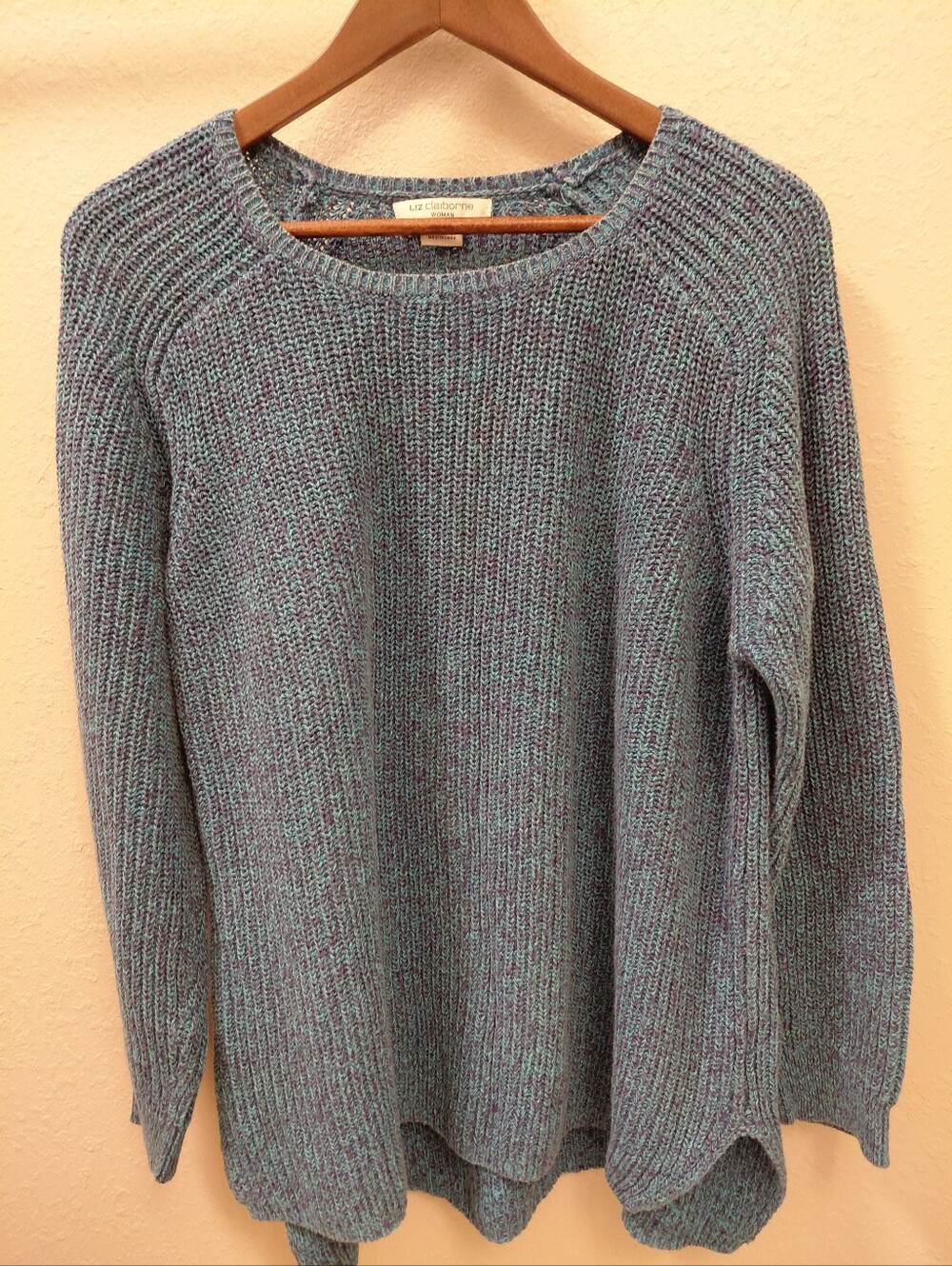 Liz Claiborne  Womens Teal-Blue Marled Crewneck Sweater .Size 2XL.